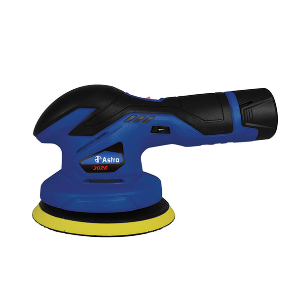 Astro Pneumatic 12V Cordless Variable Speed Palm Polisher with 2 Batteries