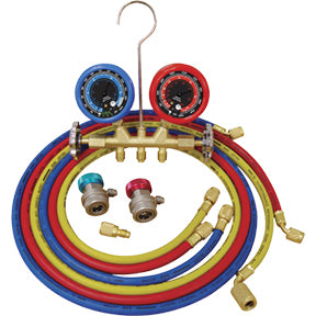 ATD Tools R12/R134a Deluxe Dual Brass A/C Manifold Gauge Set