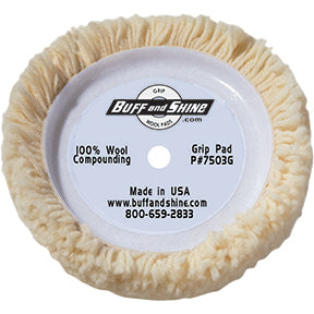 Buff and Shine 7.5" dia. X 1.5" 100% 4-ply twisted wool grip pad "Cutting pad"