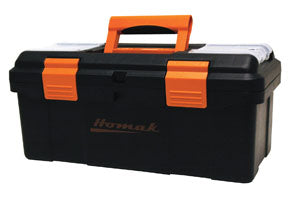 Homak 16" Plastic Tool Box with Tray and Dividers