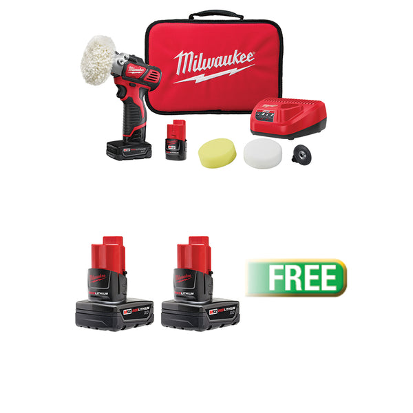 Milwaukee M12™ Variable Speed Polisher/Sander Kit W/FREE M12 REDLITHIUM™ XC Battery Two Pack