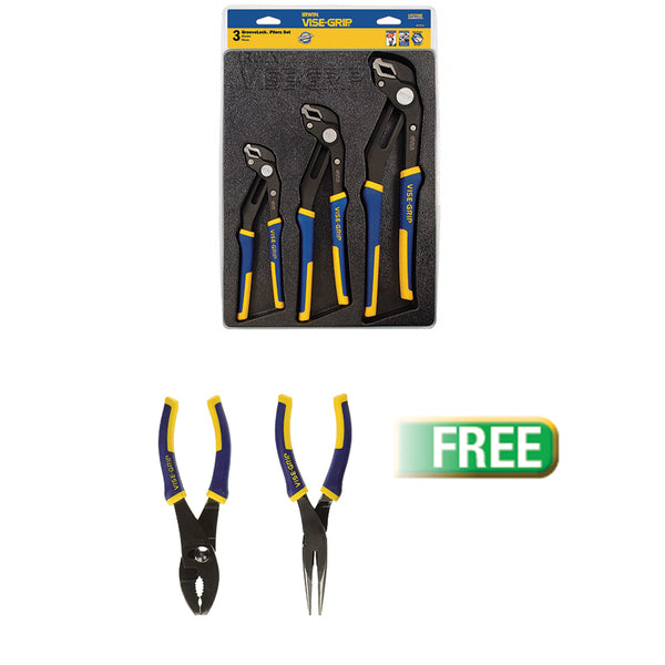 IRWIN VISE-GRIP 3-pc GrooveLock Pliers Set with VISE-GRIP Pliers Set, 2-Piece Traditional